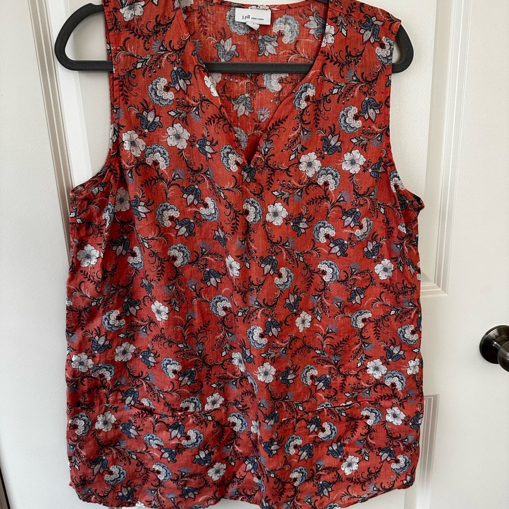 J Jill Floral Sleeveless Top - Red Large